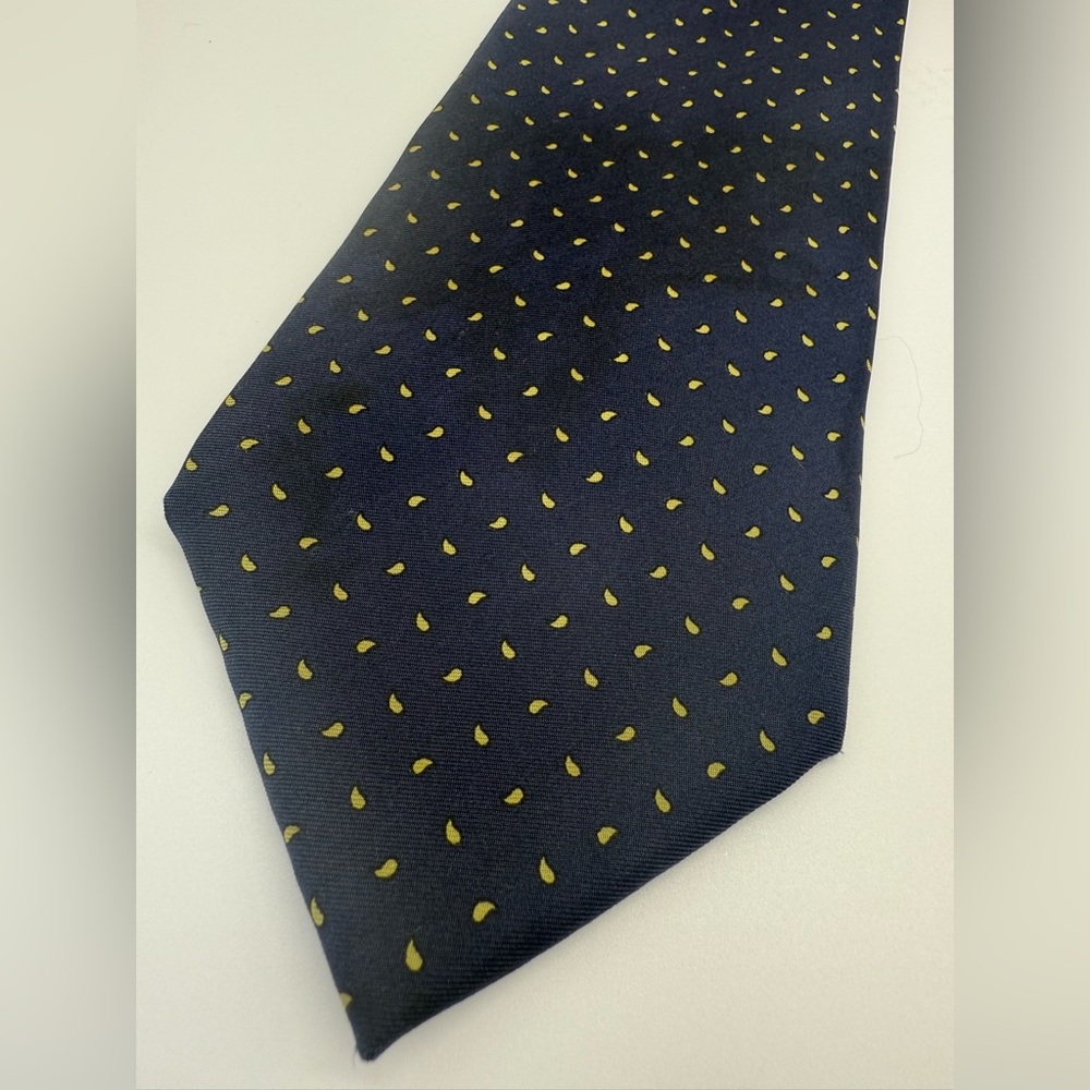 Frangi silk Navy Blue Tie with Yellow PaisleyPattern office wedding evening